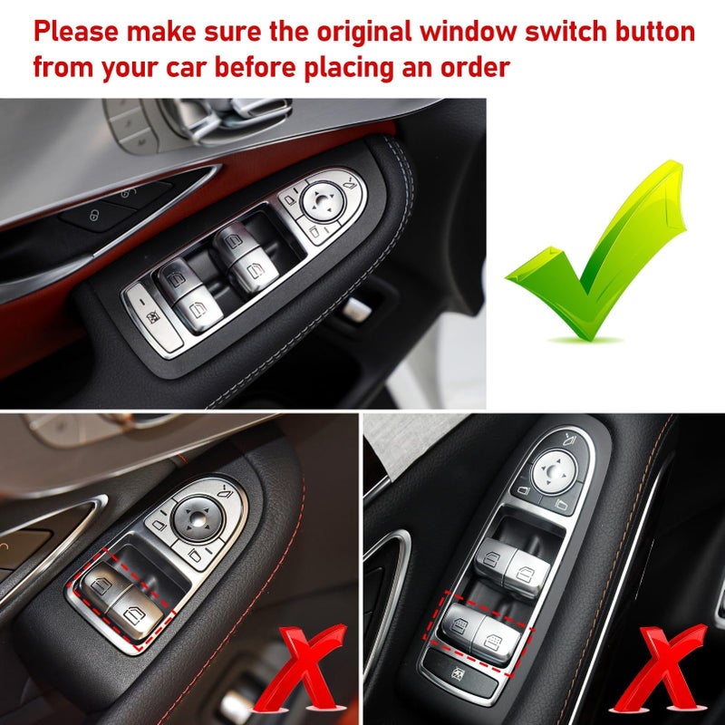TTCR-II Interior Window Glass Lift Switch Button for Mercedes C Class W205 2015-2021 GLC Class 2016-2022, 1 Pc Front Right Window Control Power Push Button Cover - Image 2